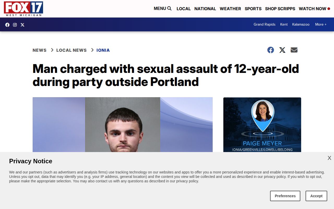 Portland area Ionia County arrest and arraignment news report