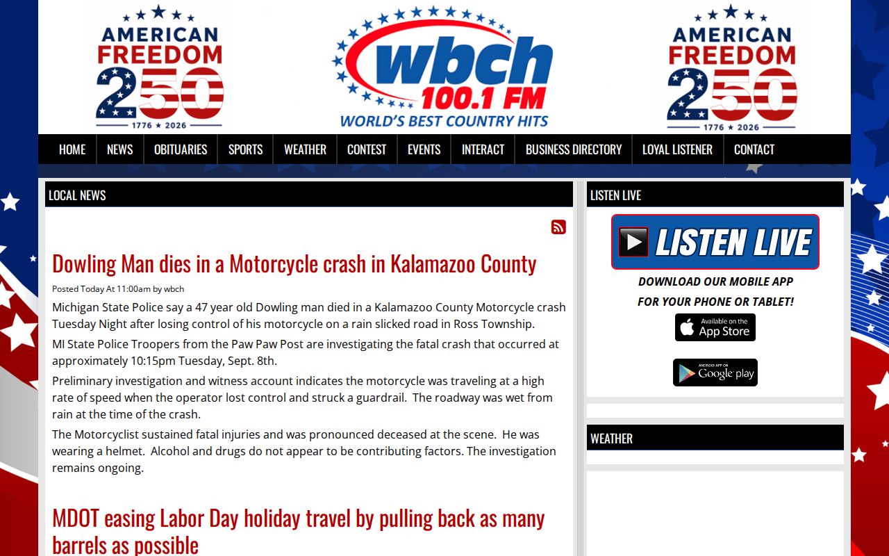 WBCH Ionia County arrest and law-enforcement news page